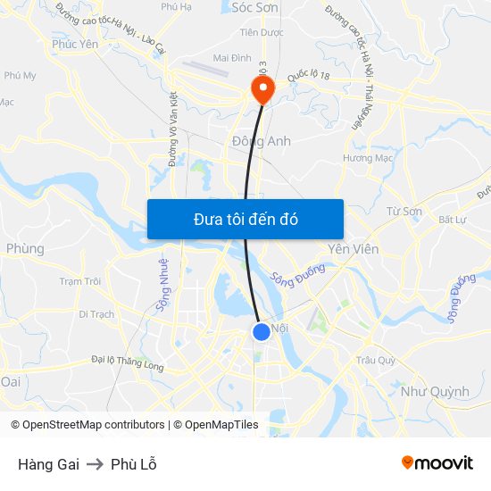 Hàng Gai to Phù Lỗ map