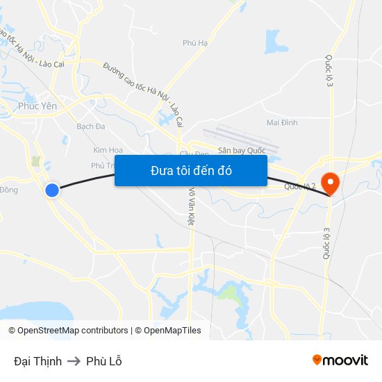 Đại Thịnh to Phù Lỗ map