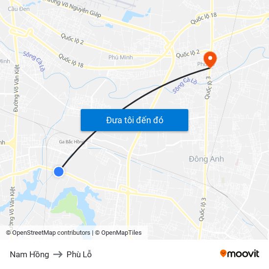 Nam Hồng to Phù Lỗ map