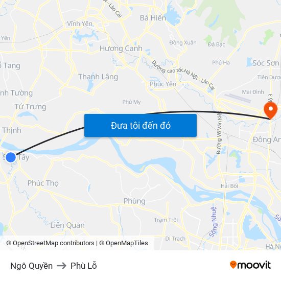 Ngô Quyền to Phù Lỗ map