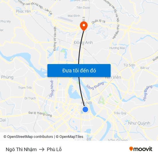 Ngô Thì Nhậm to Phù Lỗ map