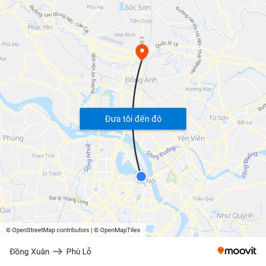 Đồng Xuân to Phù Lỗ map