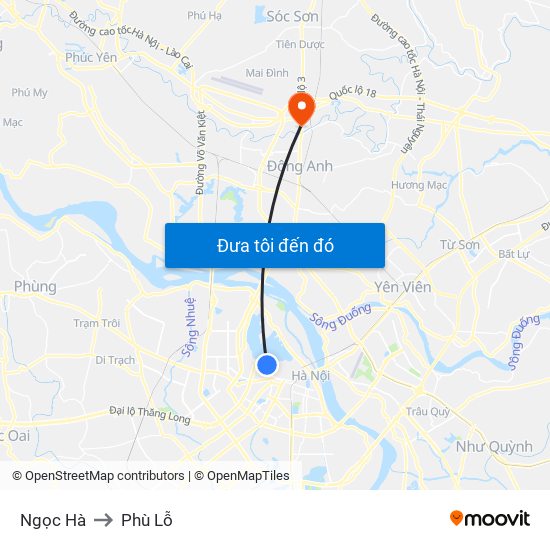 Ngọc Hà to Phù Lỗ map