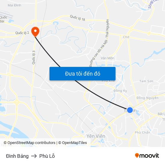 Đình Bảng to Phù Lỗ map