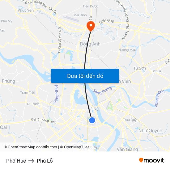 Phố Huế to Phù Lỗ map
