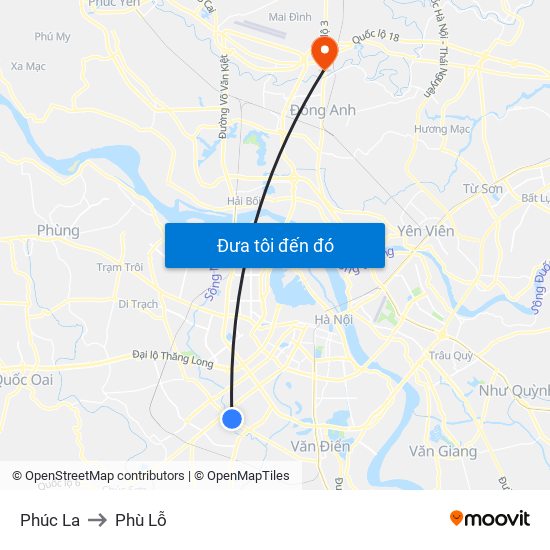 Phúc La to Phù Lỗ map