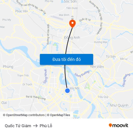 Quốc Tử Giám to Phù Lỗ map