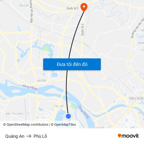 Quảng An to Phù Lỗ map