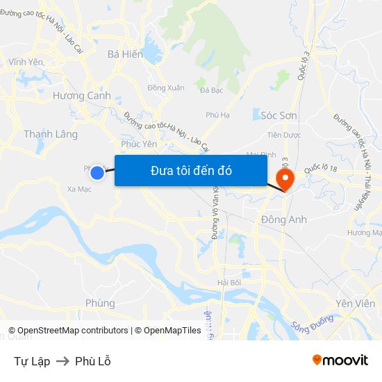 Tự Lập to Phù Lỗ map