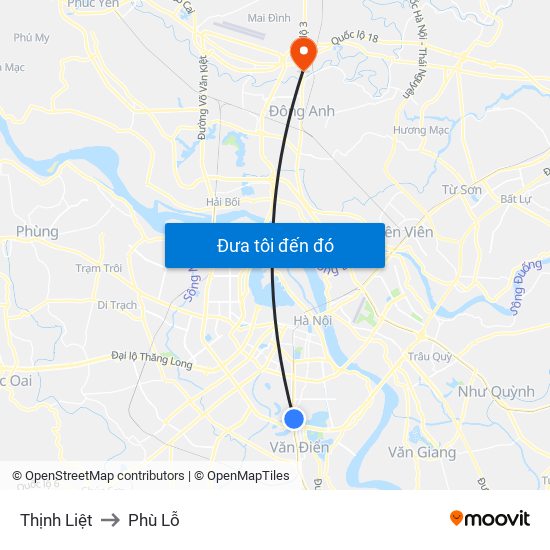 Thịnh Liệt to Phù Lỗ map