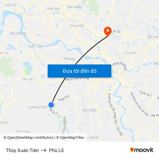 Thủy Xuân Tiên to Phù Lỗ map