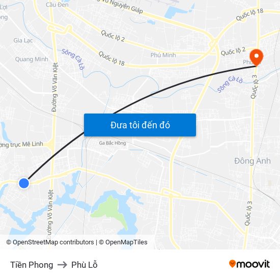 Tiền Phong to Phù Lỗ map