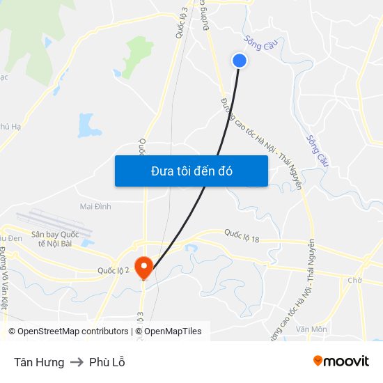 Tân Hưng to Phù Lỗ map