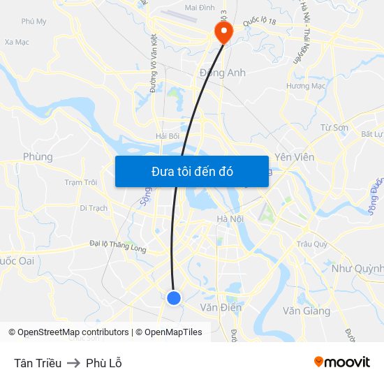 Tân Triều to Phù Lỗ map