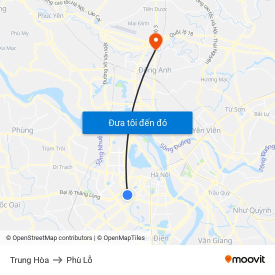 Trung Hòa to Phù Lỗ map