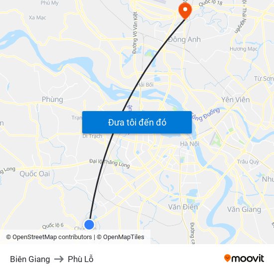 Biên Giang to Phù Lỗ map