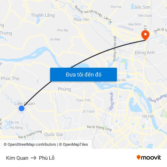 Kim Quan to Phù Lỗ map