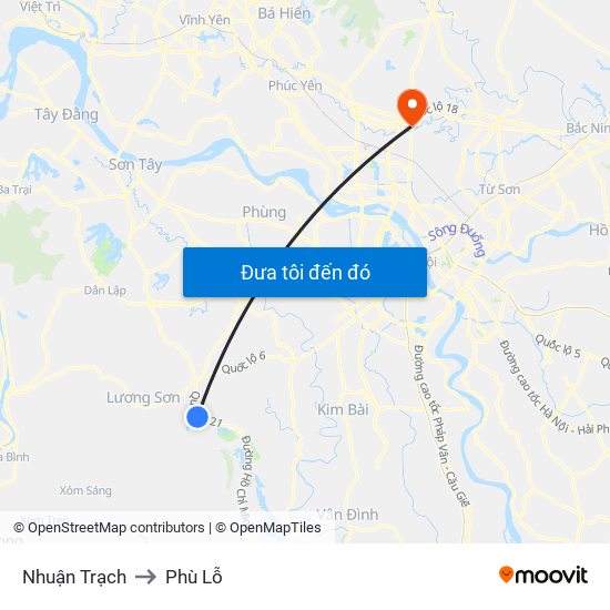 Nhuận Trạch to Phù Lỗ map