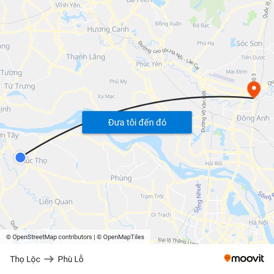 Thọ Lộc to Phù Lỗ map