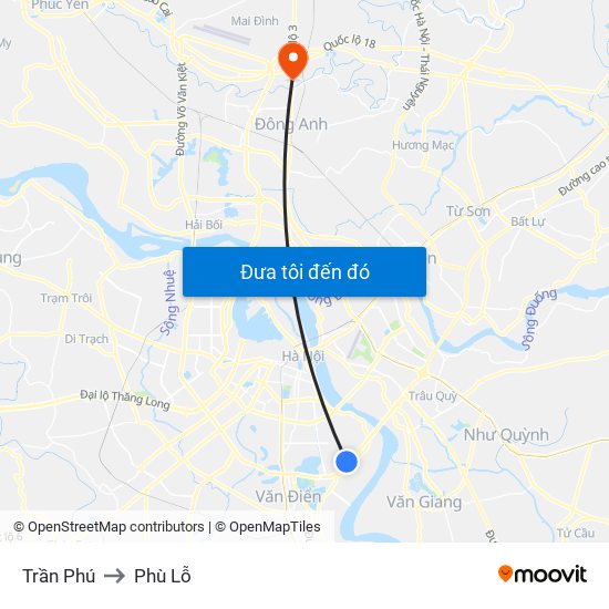 Trần Phú to Phù Lỗ map