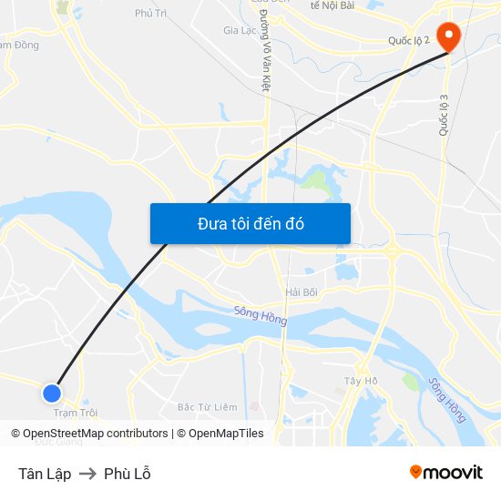 Tân Lập to Phù Lỗ map