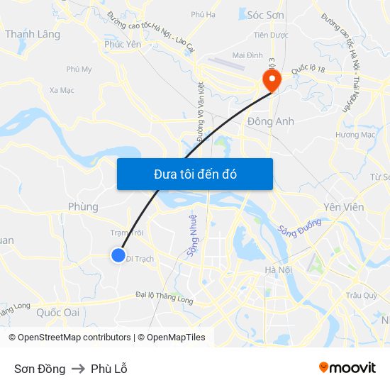 Sơn Đồng to Phù Lỗ map