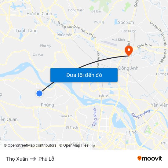 Thọ Xuân to Phù Lỗ map