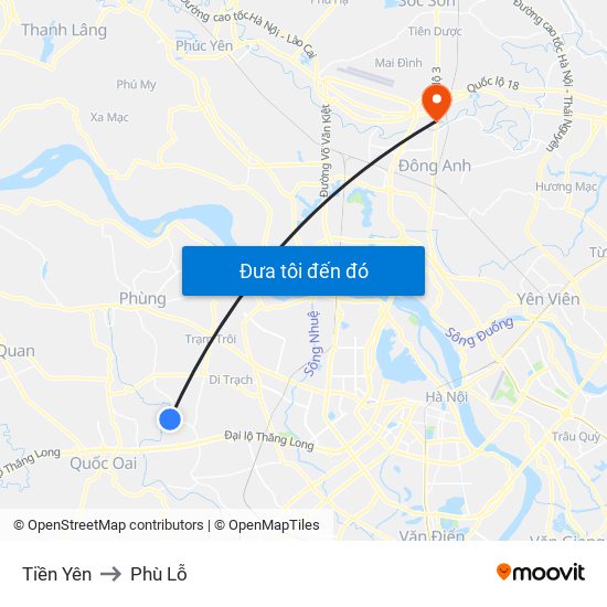 Tiền Yên to Phù Lỗ map