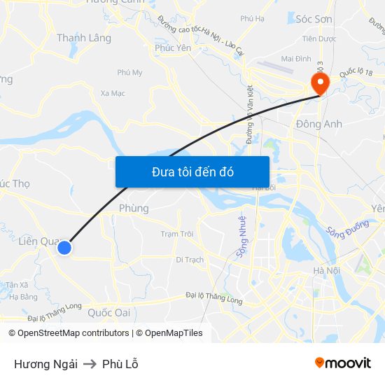 Hương Ngải to Phù Lỗ map