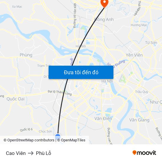 Cao Viên to Phù Lỗ map
