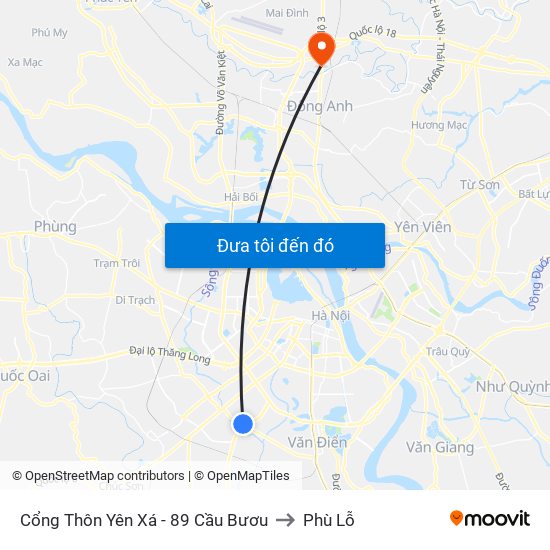 Cổng Thôn Yên Xá - 89 Cầu Bươu to Phù Lỗ map