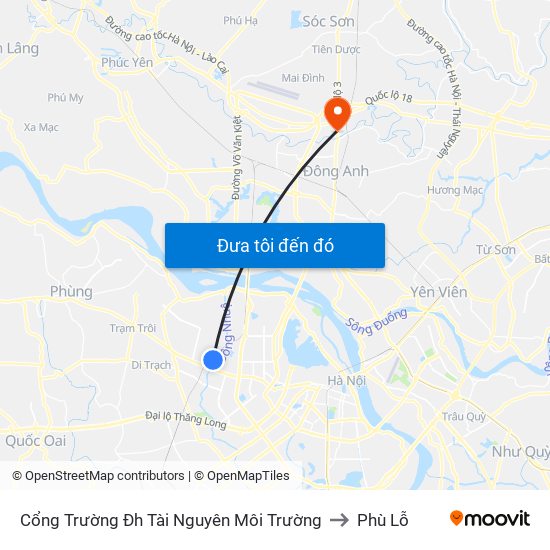 Cổng Trường Đh Tài Nguyên Môi Trường to Phù Lỗ map