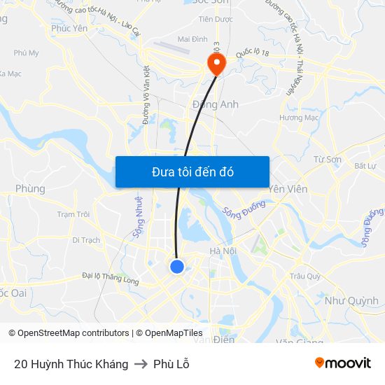 20 Huỳnh Thúc Kháng to Phù Lỗ map