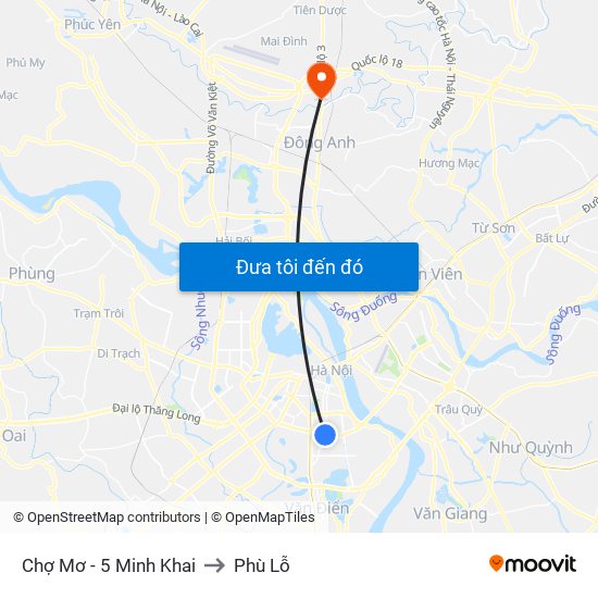Chợ Mơ - 5 Minh Khai to Phù Lỗ map