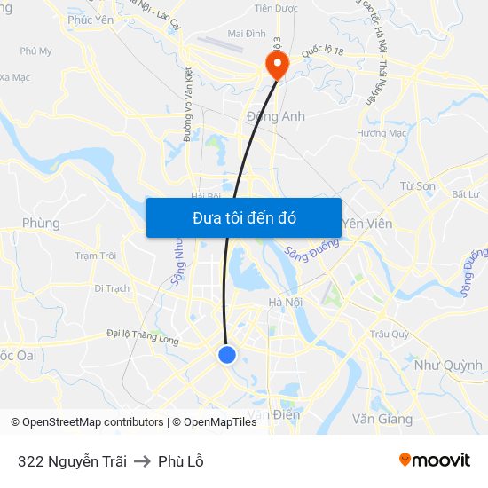 322 Nguyễn Trãi to Phù Lỗ map