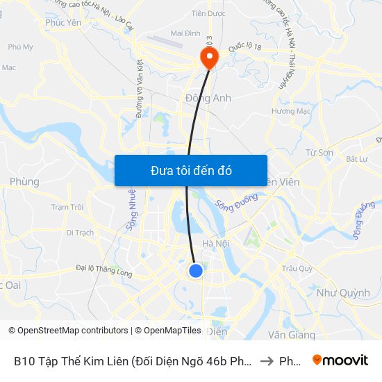 B10 Tập Thể Kim Liên (Đối Diện Ngõ 46b Phạm Ngọc Thạch) to Phù Lỗ map