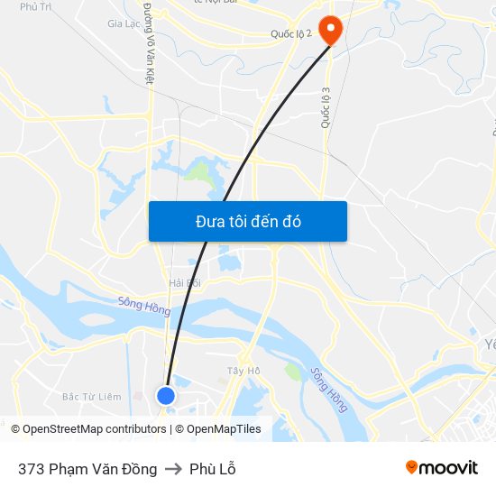 373 Phạm Văn Đồng to Phù Lỗ map