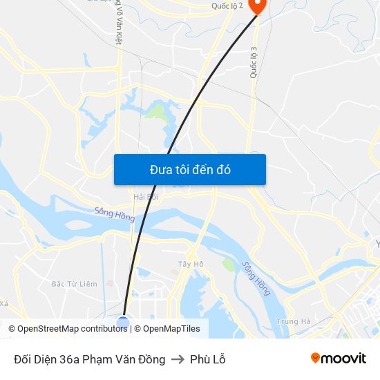 Đối Diện 36a Phạm Văn Đồng to Phù Lỗ map