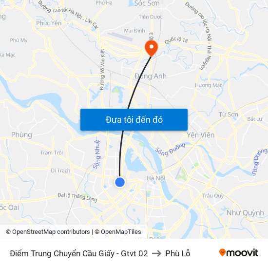 Điểm Trung Chuyển Cầu Giấy - Gtvt 02 to Phù Lỗ map