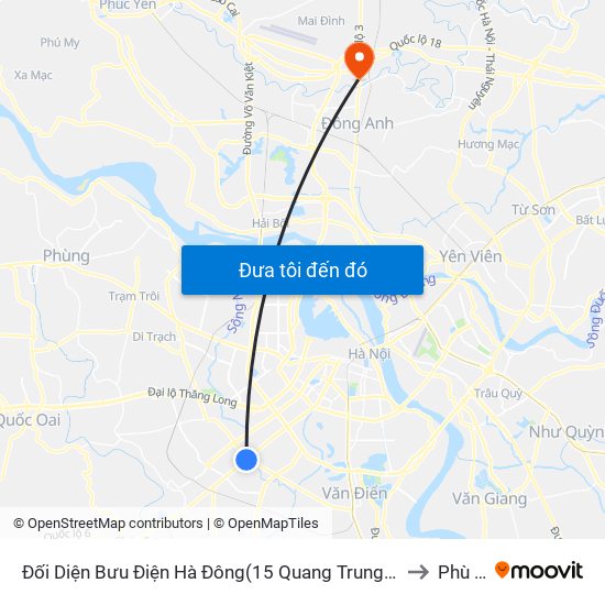 Đối Diện Bưu Điện Hà Đông(15 Quang Trung Hà Đông) to Phù Lỗ map