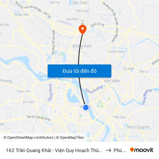 162 Trần Quang Khải - Viện Quy Hoạch Thủy Lợi to Phù Lỗ map