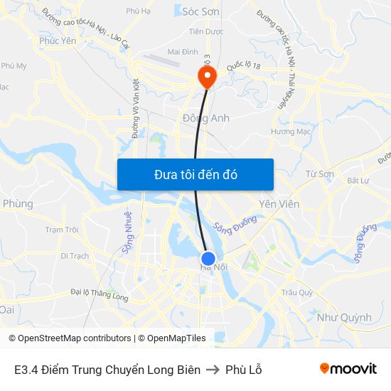 E3.4 Điểm Trung Chuyển Long Biên to Phù Lỗ map