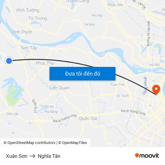 Xuân Sơn to Nghĩa Tân map