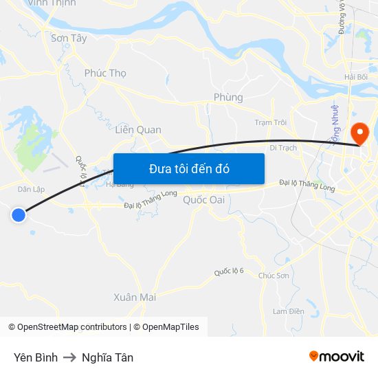 Yên Bình to Nghĩa Tân map