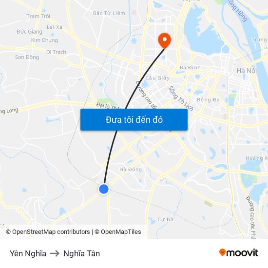 Yên Nghĩa to Nghĩa Tân map