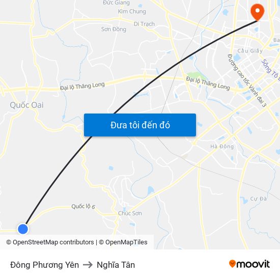 Đông Phương Yên to Nghĩa Tân map