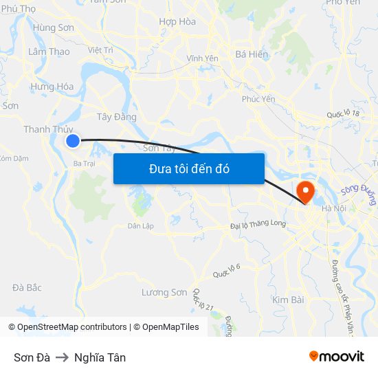 Sơn Đà to Nghĩa Tân map