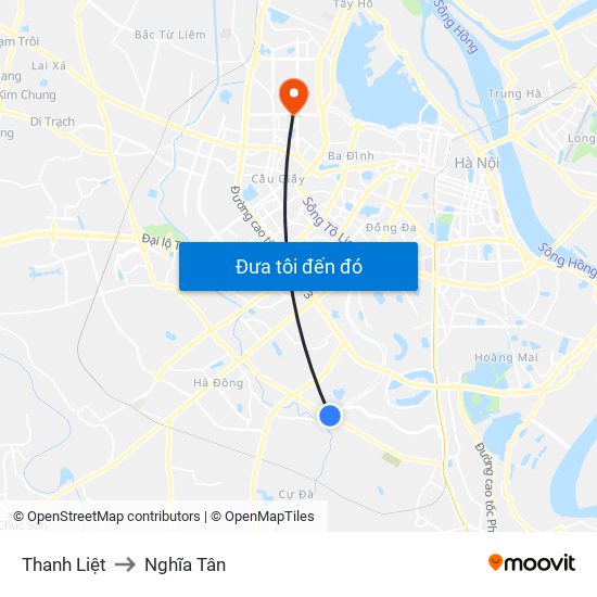 Thanh Liệt to Nghĩa Tân map