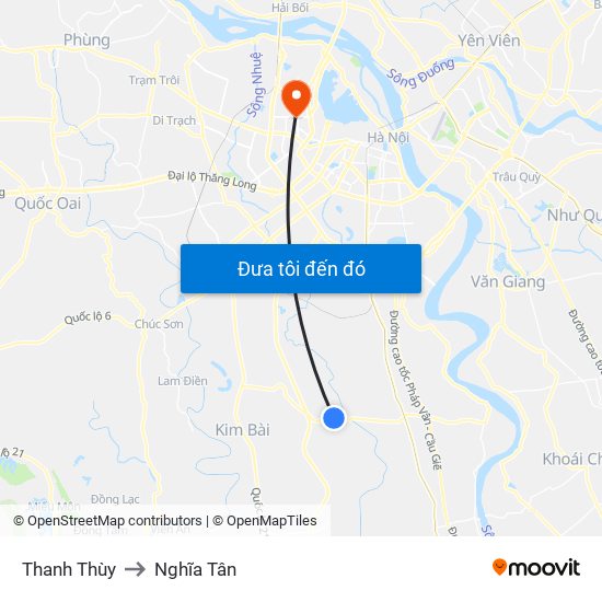 Thanh Thùy to Nghĩa Tân map