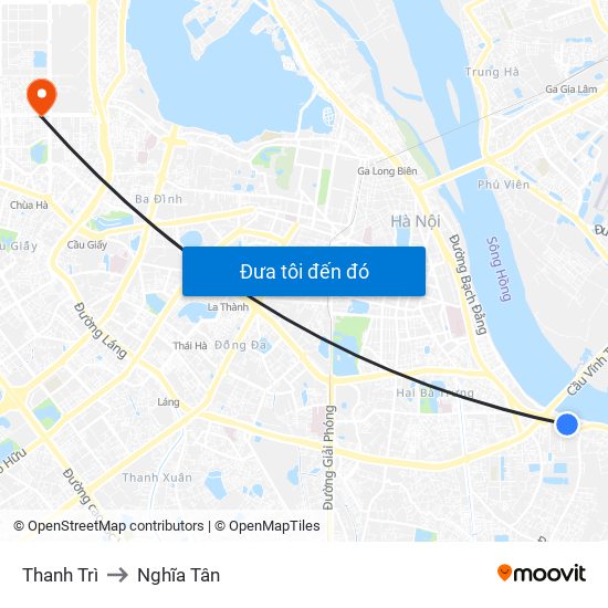 Thanh Trì to Nghĩa Tân map